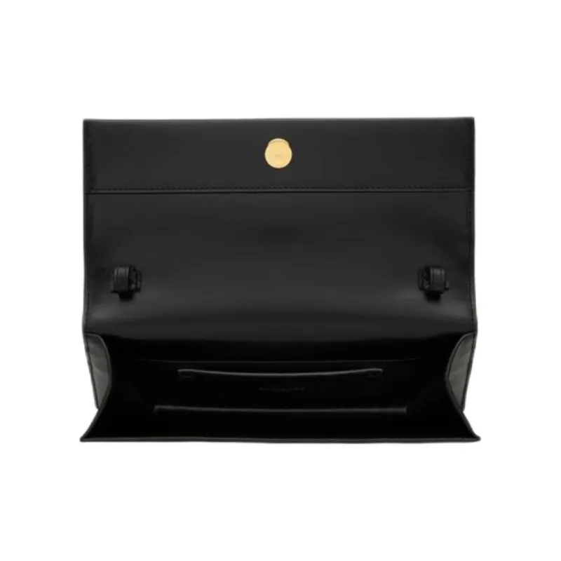 SAINT LAURENT Lambskin Handheld Shoulder Bag Regular Women's Black-4