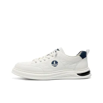 NAVIGARE Small Sailboat Height Increasing Low Top Skateboard Shoes Men's White