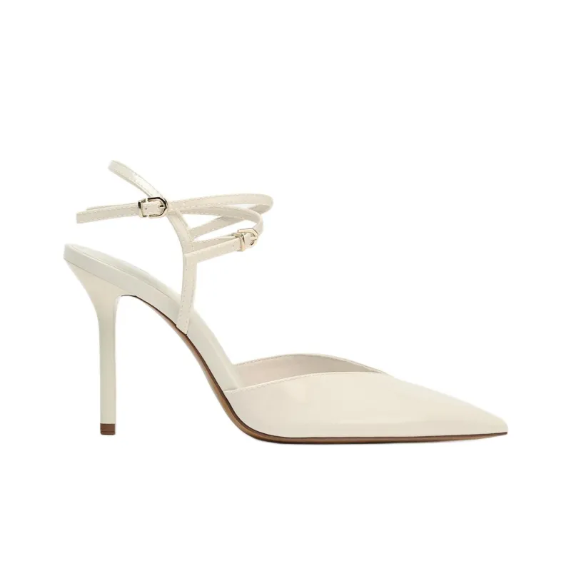 ZARA Slim Heel High Heels 10cm Women's White-2