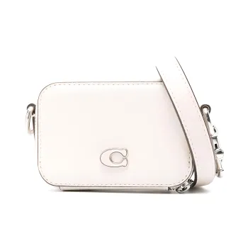 COACH Calfskin Messenger Bag, Shoulder Bag, Crossbody Bag Women's Chalk White