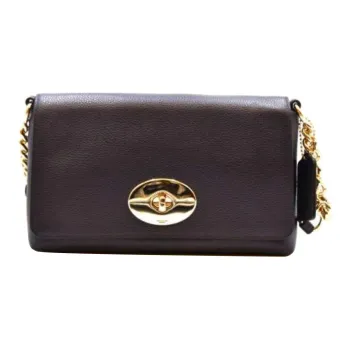 COACH Crosstown Leather Shoulder Bag Crossbody Bag Women's Dark Blue