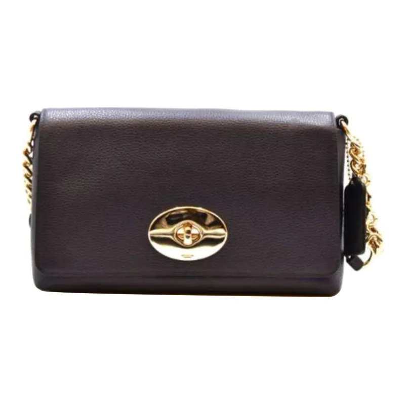 COACH Crosstown Leather Shoulder Bag Crossbody Bag Women's Dark Blue-0