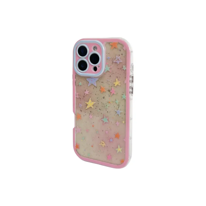 Wei Xin Acrylic Material Glitter Multicolor Stars Phone Cases Compatible With IPhone 16/15 Pro Max/Apple 13/14 Pro/Max-2