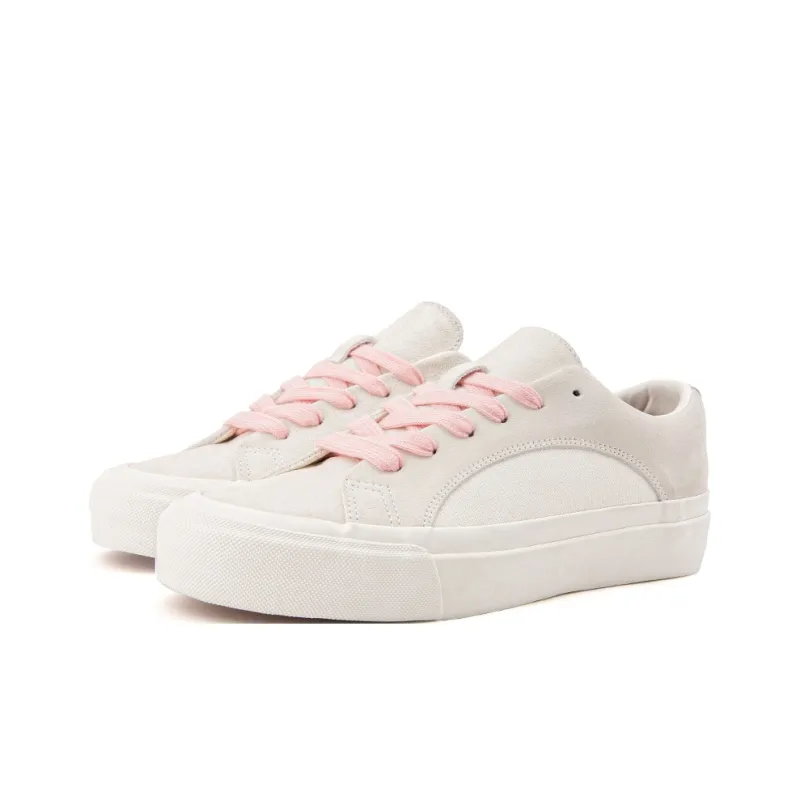WANSWER Anti Slip Wear Resistant Low Top Skateboard Shoes Unisex Peach White-2