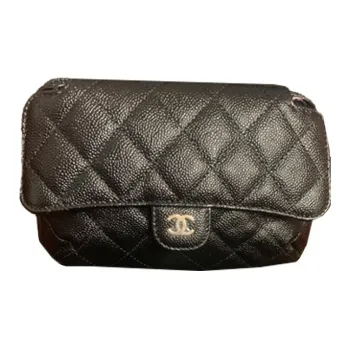 CHANEL Caviar Cow Leather Flap Bag, Crossbody Bag, Shoulder Bag Women's Black
