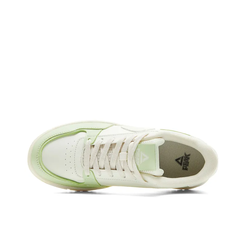 PEAK Anti-Slip And Wear-Resistant Breathable Low-Top Skateboard Shoes Women's White Green-3