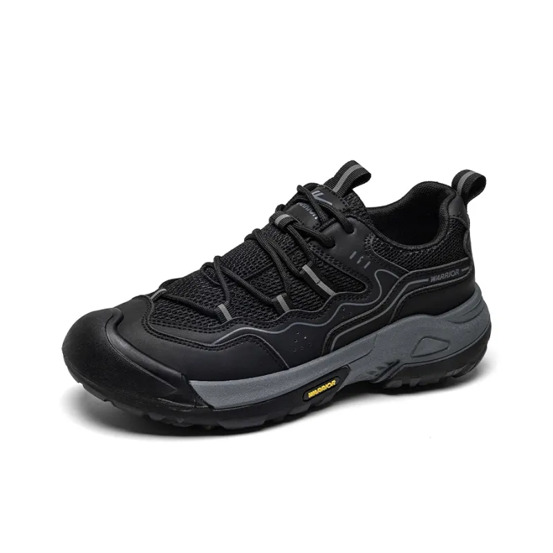 Warrior Hiking Shoes Coverage Wear Resistant Lightweight Slip Resistant Low Top Chunky Sneakers Men's Black-1