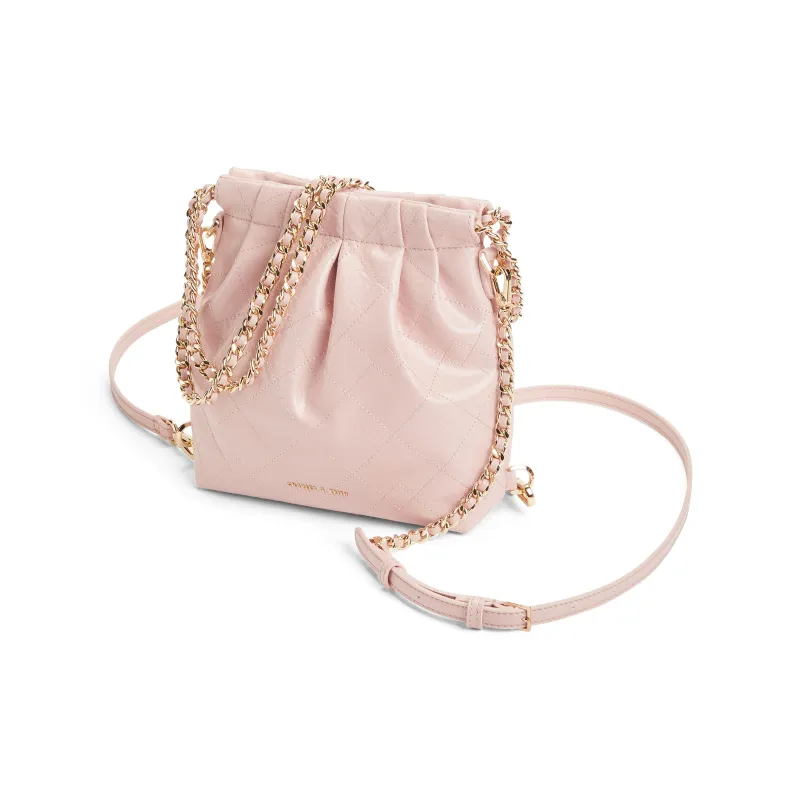 CHARLES&KEITH Polyurethane Synthetic Leather Backpack Women's Black/Cream Milk White/Silver/Pink-27