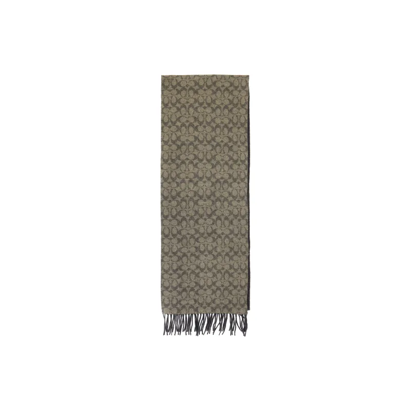 COACH Knit Scarves Unisex Dark Green-0