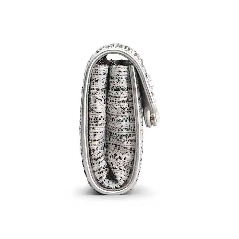 Roger Vivier Flower Strass Fabric Envelope Bag Handheld Shoulder Bag Crossbody Bag Women's Silver-2