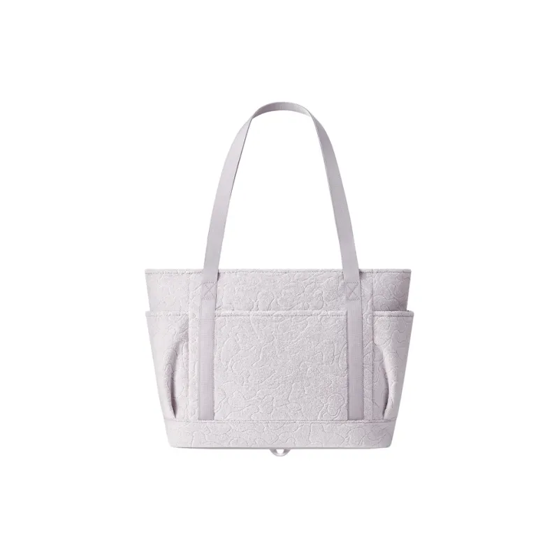 MAH Cotton And Polyester Blend Tote Bag Shopping Bag Shoulder Bags Unisex Light Purple Gray-4