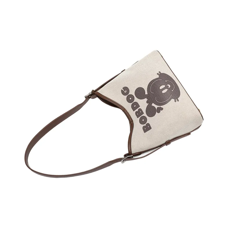 BOBDOG Canvas Crossbody Women's Bag Vintage Fashion Classic Cartoon Shoulder Bag Women's Gray & Brown-3