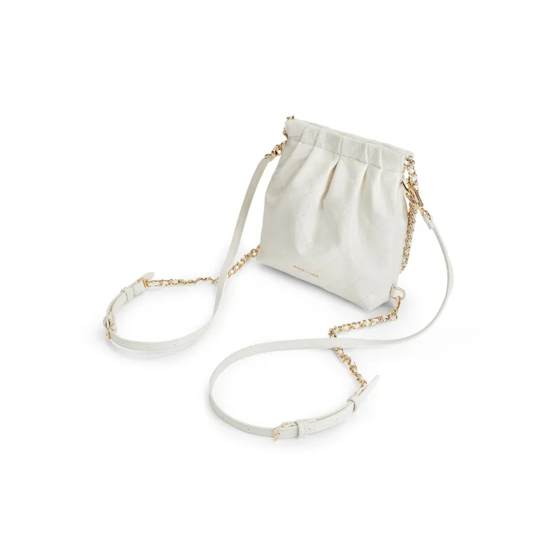CHARLES&KEITH Polyurethane Synthetic Leather Backpack Women's Black/Cream Milk White/Silver/Pink-11