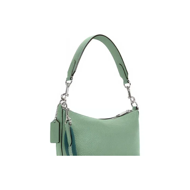 COACH Dempsey Delicate Pebble Leather Shoulder Bag Handbag Shoulder Bag Small Size Women's Cameo Brown Green-5