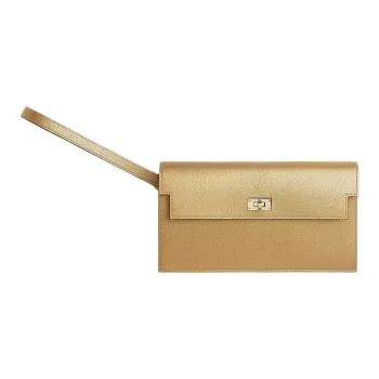 HERMES Kelly Pocket Chamkilight Goatskin Wallet Women's Gold