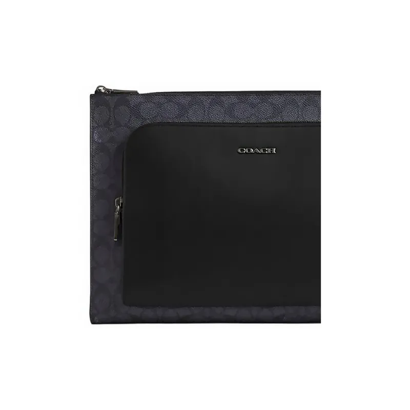 COACH ETHAN Coated Canvas With Smooth Calfskin Clutch Large Size Unisex Black-4