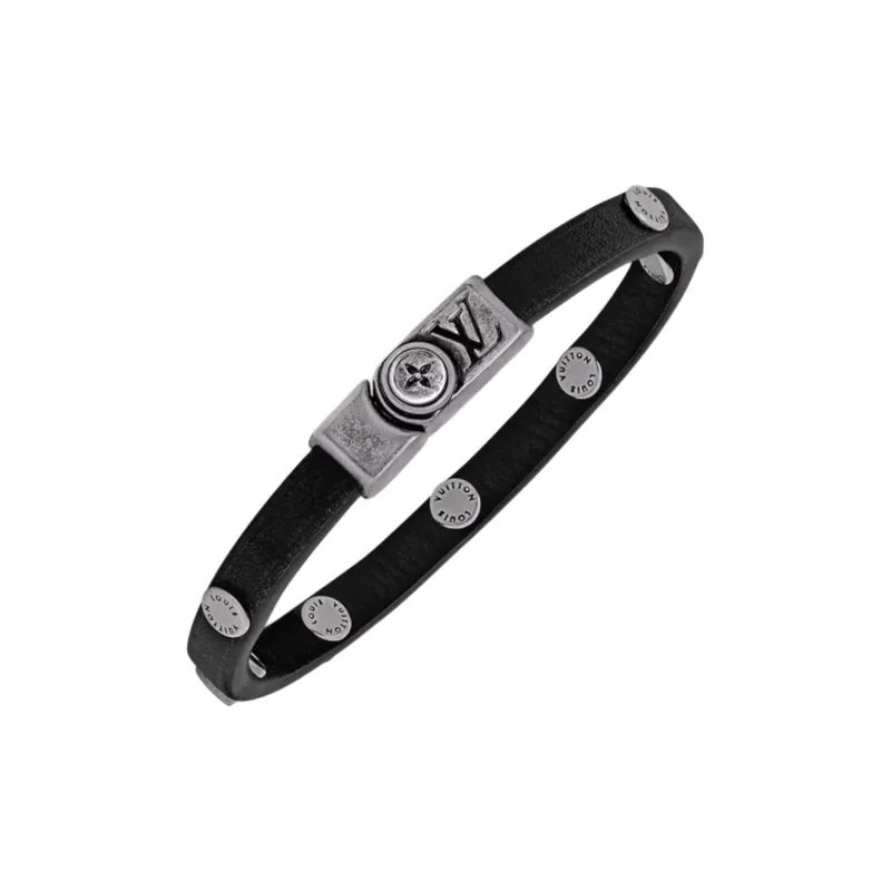 LOUIS VUITTON Leather Bracelets Men's Black-1