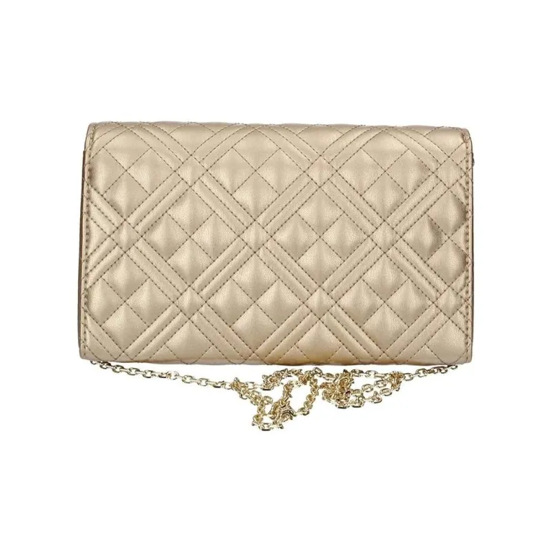 LOVE MOSCHINO Artificial Leather Envelope Bag One Shoulder Crossbody Clutches Women's Gold-5