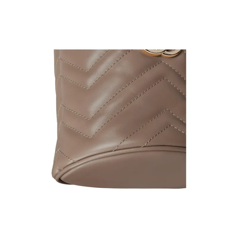 GUCCI GG Marmont Leather Bucket Bags Shoulder Bags Mini Women's Taupe-5