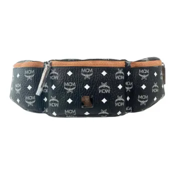 MCM Visetos Canvas Fanny Pack Large Size Unisex Black