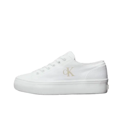 CKJ CALVIN nylon JEANS Low Top Canvas Shoes Women's White