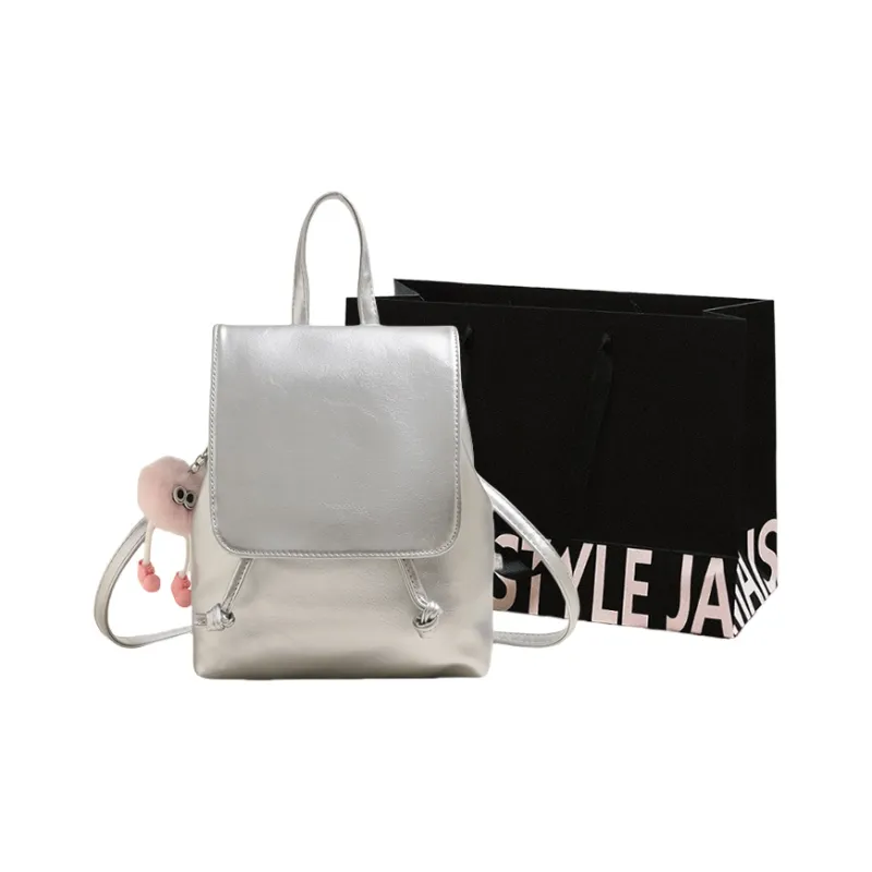 Cwatcun PU Backpack Regular Women's Brown/Silver/Black/White/Pink-4