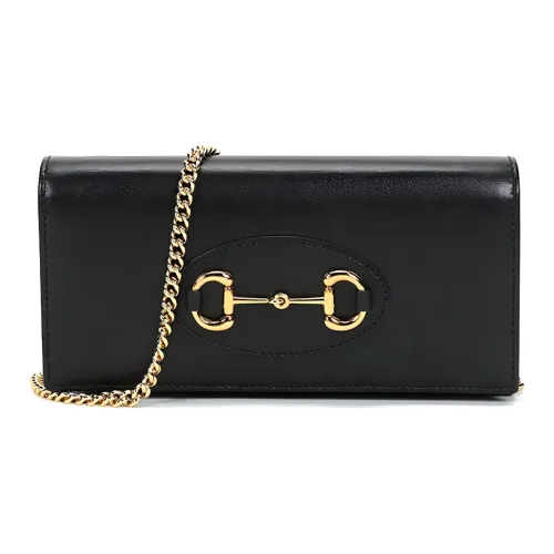 GUCCI Leather Alta Clutch Crossbody Bag Shoulder Bag Women's Black