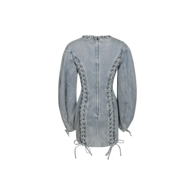 Rotate Long-Sleeved Dresses Women's Blue-1