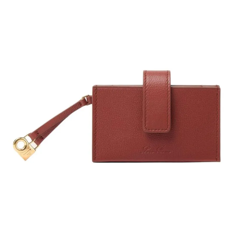 Loro Piana Cow Leather Card Holder Women's Maple Leaf Red-0