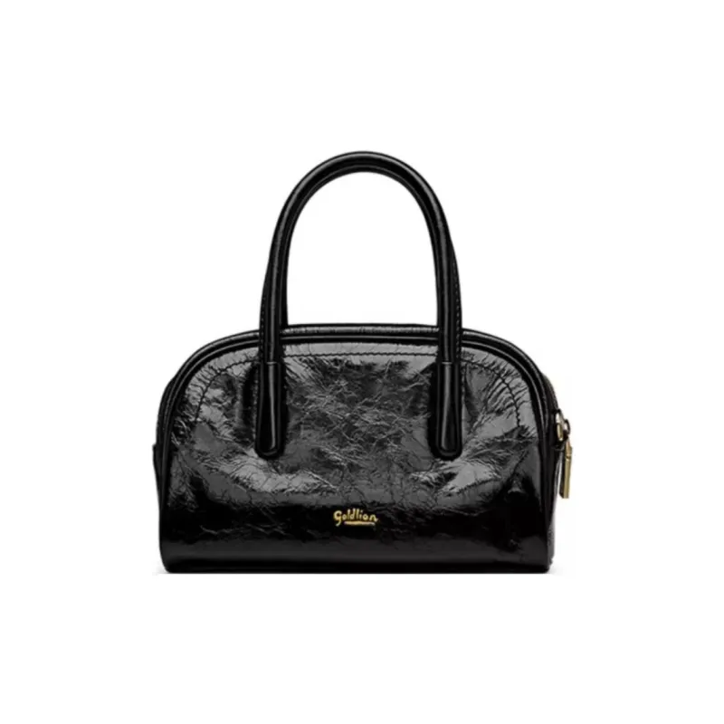 GOLDLION Cow Leather Shoulder Bag, Crossbody Bag, Handbag Trumpets Women's Ecru/Black/Brown/Gray-6