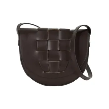 Hereu Cow Leather Shoulder Bag Medium Size Women's Dark Khaki