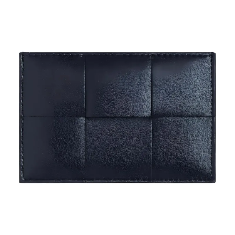 Bottega Veneta CASSETTE Cow Leather Card Holder Men's Space Blue & Mud Brown-0