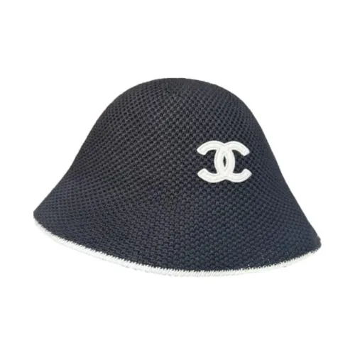 CHANEL Cotton Beanies Unisex Black