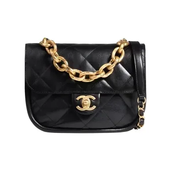 CHANEL Lambskin Messenger Bag, Coin Purse, Shoulder Bag, Crossbody Bag Mini Women's Black