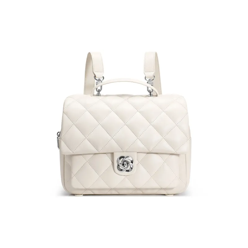 JUST STAR Synthetic Leather Carry Backpack Medium Size Women's White/Pink-10