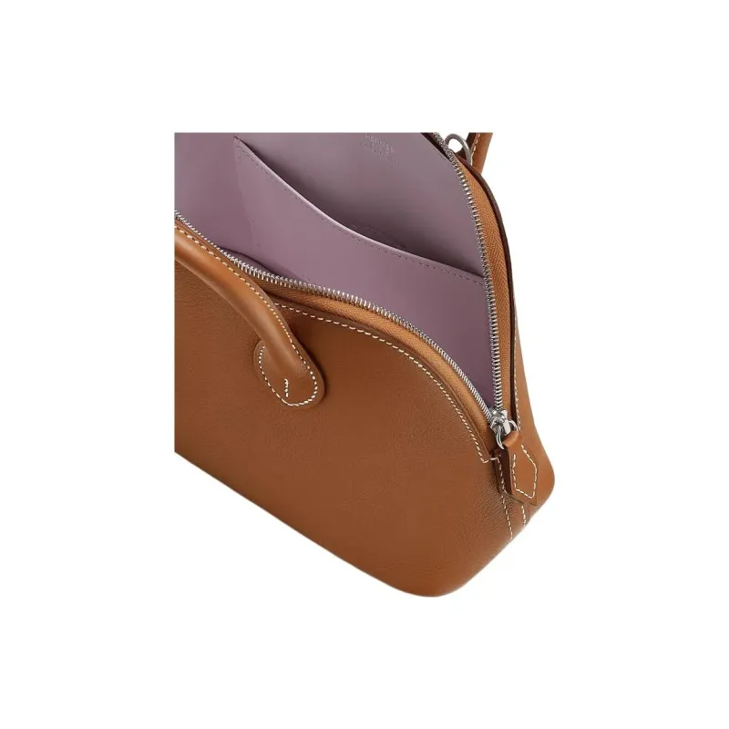 HERMES Bolide Evercolor Calfskin Bowling Bag Shoulder Bag Crossbody Bag Handbag Mini Women's Gold/Light Purple-4