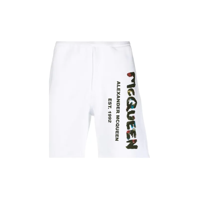 Alexander McQueen Logo Graffiti Printed Track Shorts-4