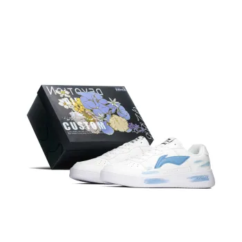 LiNing Pontoon Boats Cushioned Wear Resistant Height Increasing Low Top Skateboard Shoes Men's Blue White