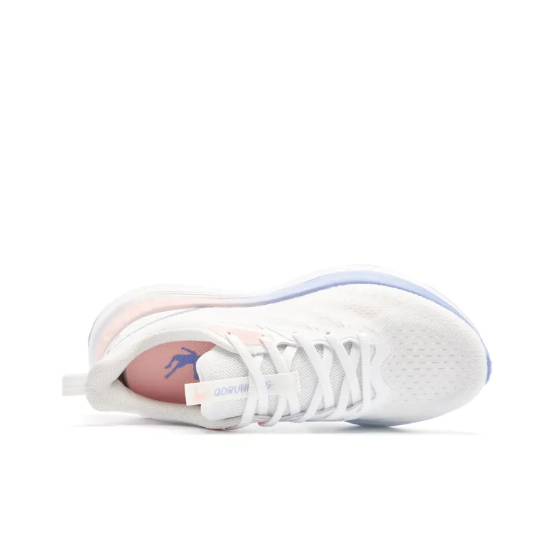 QIAODAN Cushioned Slip Resistant Abrasion Resistant Low Top City Commute Sprint Running Shoes Women's White Purple-3