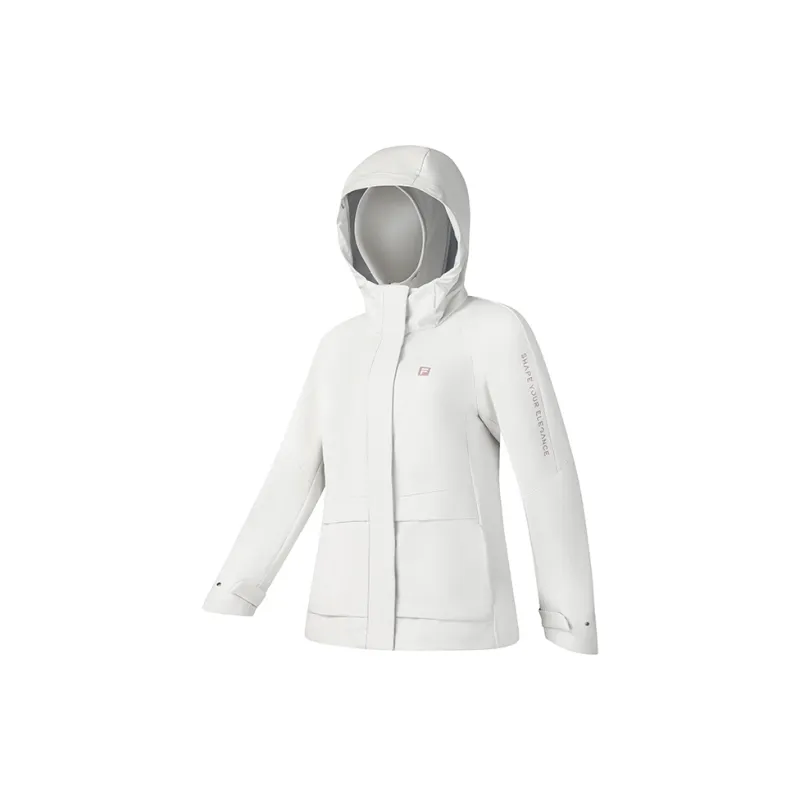 FILA Fitness Waterproof And Windproof Windbreaker Jacket Unisex Vanilla White-0
