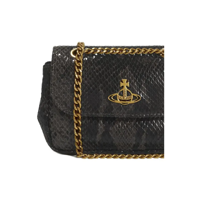 Vivienne Westwood Leather Crossbody One Shoulder Wallet Small Size Women's Black-4