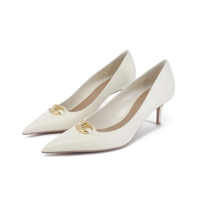 Valentino Vlogo Slim Heel High Heels 6cm Women's Ivory White-2