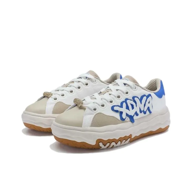 XTEP Slip Resistant, Abrasion Resistant, Lightweight Low Top Skateboard Shoes Men's White Blue-2