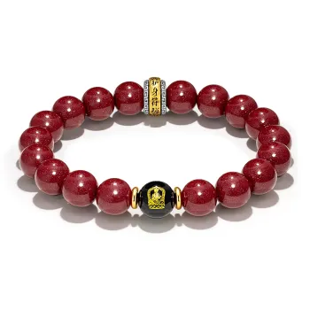 JINGCHENGGOU Reconstructed Cinnabar Bracelets Unisex