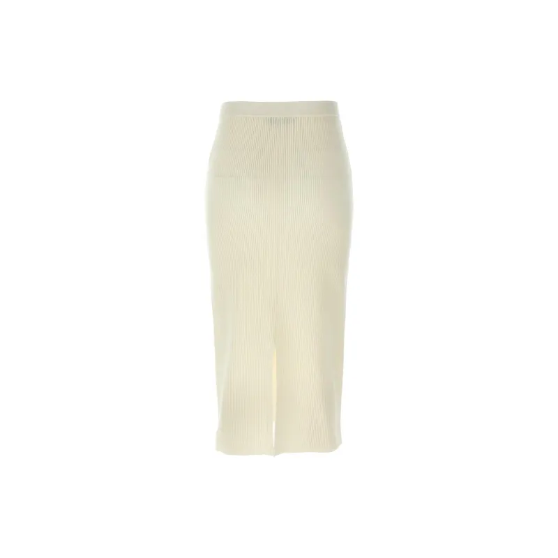 Alessandra Rich Rear Slit Ribbed Midi Skirt-1
