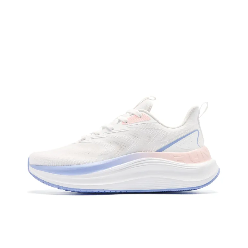 QIAODAN Cushioned Slip Resistant Abrasion Resistant Low Top City Commute Sprint Running Shoes Women's White Purple-0