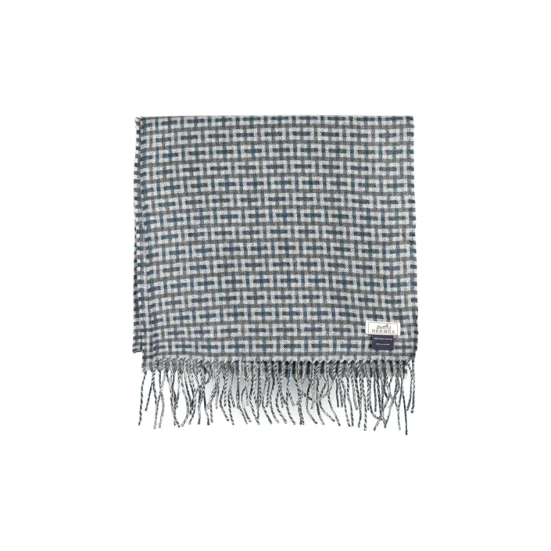 HERMES Knit Scarves Unisex Gray-0