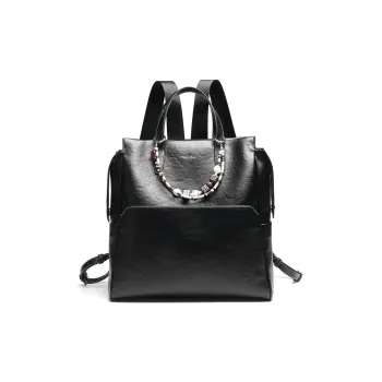 Mulinsen Synthetic Leather Backpack Unisex Black/Light Coffee