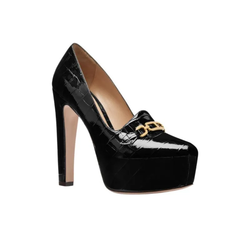 TF Chunky Heel High Heels 13.5cm Women's Black-2