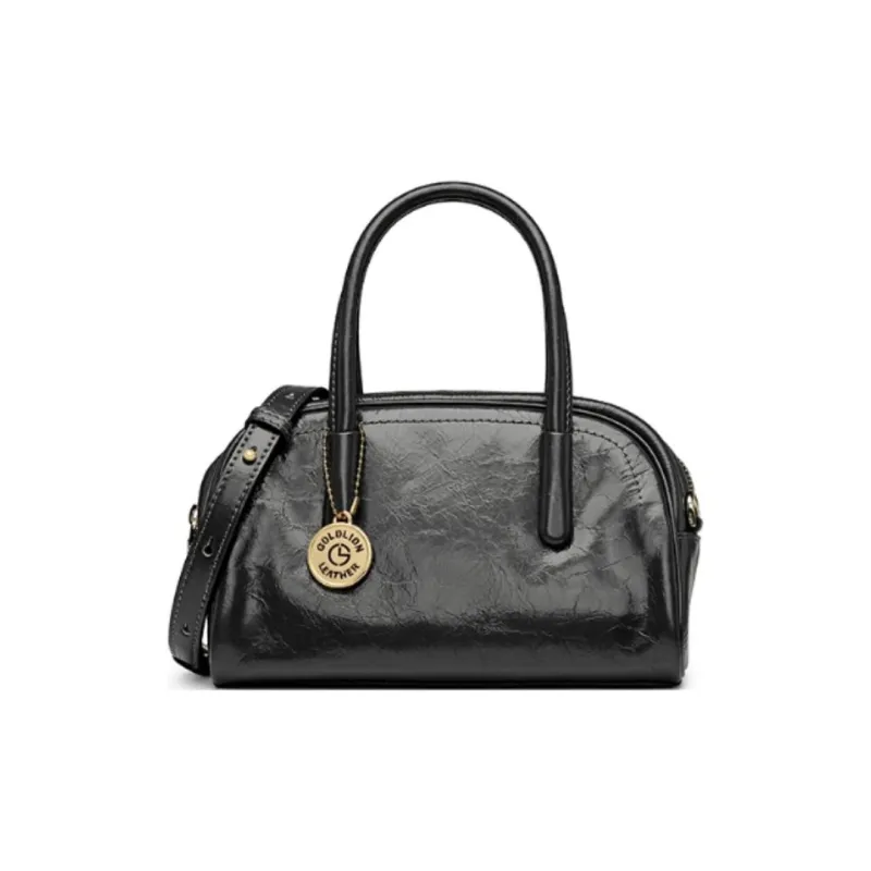 GOLDLION Cow Leather Shoulder Bag, Crossbody Bag, Handbag Trumpets Women's Ecru/Black/Brown/Gray-19